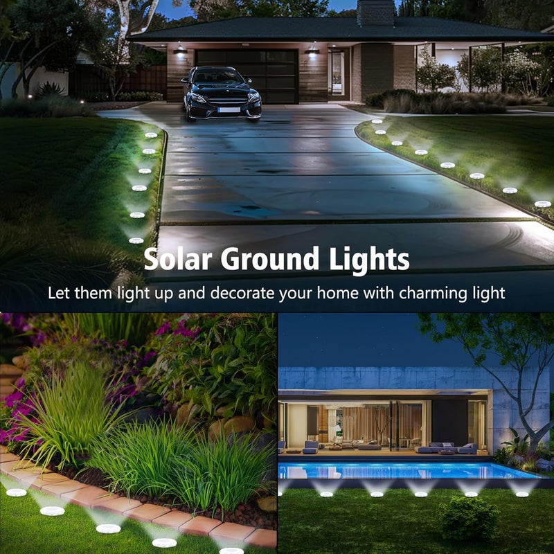 echosari Solar Ground Lights 12 Pack, Upgraded Solar Garden Lights Auto ON/Off Landscape Lighting Outdoor In-Ground Lights Waterproof Long Lasting for Pathway Walkway Patio (Cool White) - Image 3